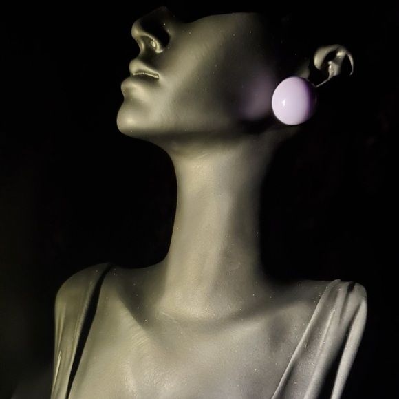 Tribal Handmade Jewelry - Elegant Purple Ball-Shaped Large Colorful Stud Silver Earrings